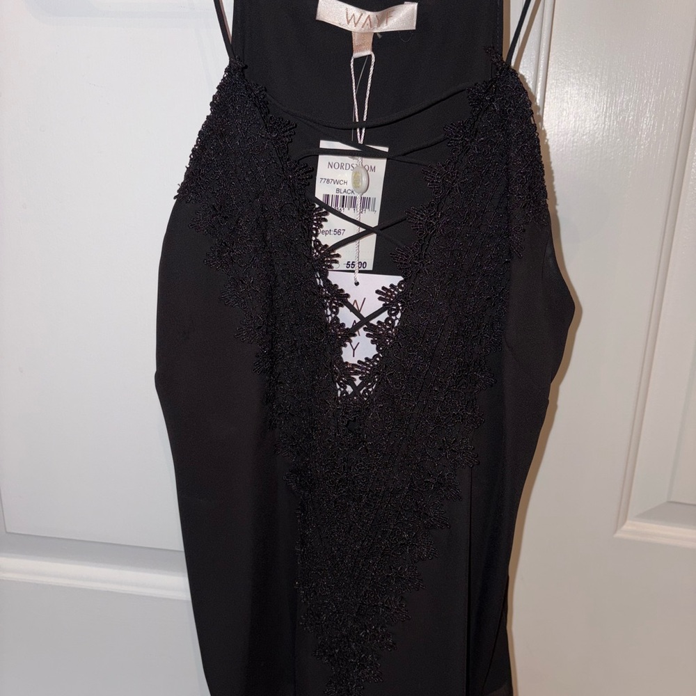 Wayf Black Lace Halter Top